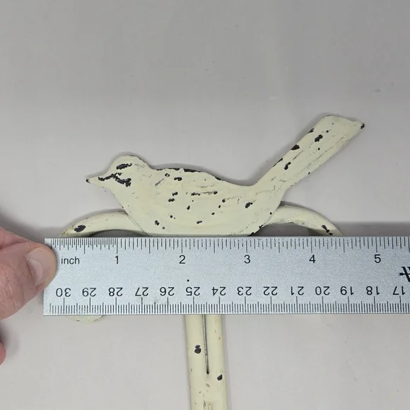 Bird Pillars Candle Holders Off White Patina Shabby Chic Rustic Farm House Metal - Picture 8 of 8